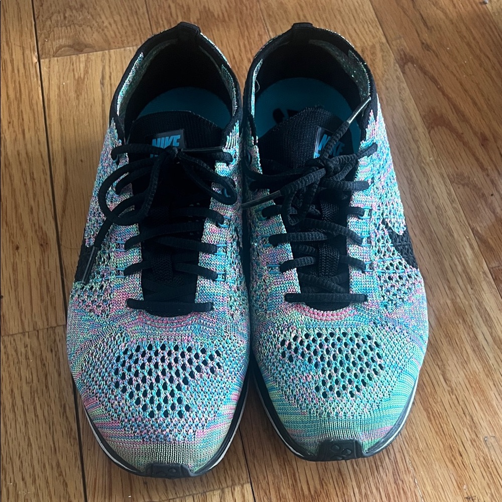 Nike Multicolor Flyknit Running Shoes with Black Swoosh